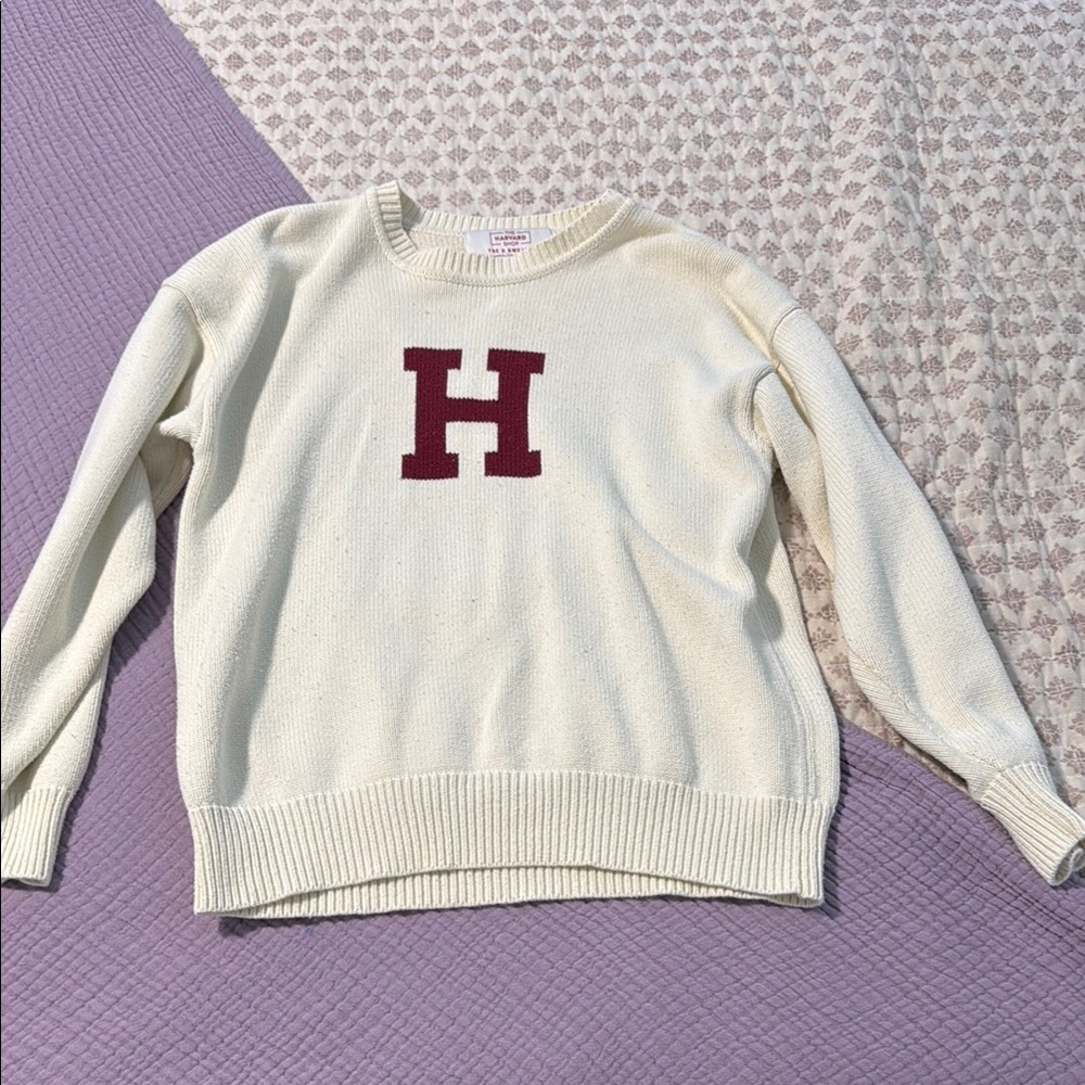 Harvard Cream Sweater with Red Lettering